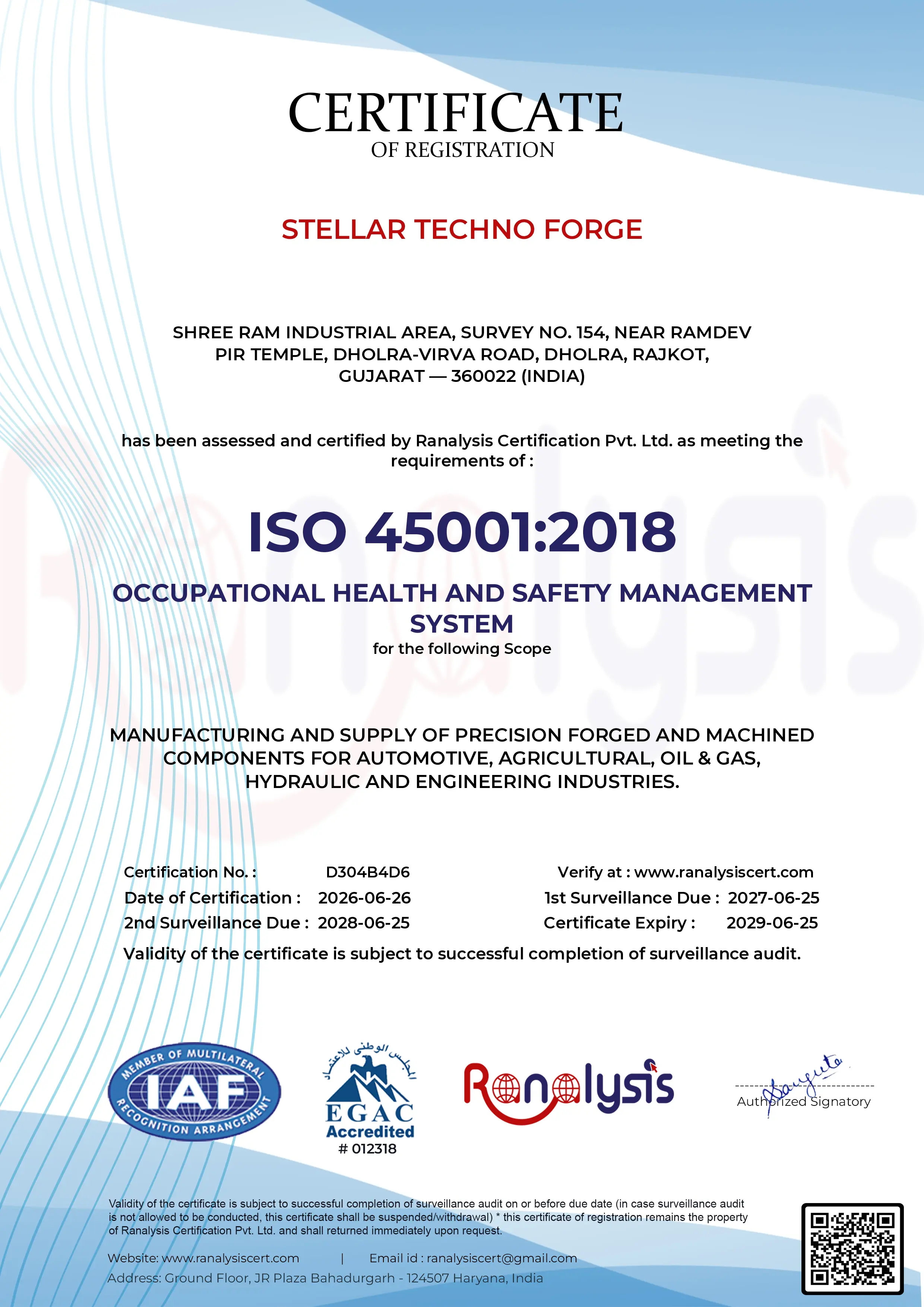 STELLAR-TECHNO-FORGE-ISO-45001-2018